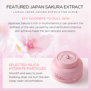 LAIKOU JAPAN SAKURA EXFOLIATING SCRUB 100 กรัม ทำความสะอาดอย่างล้ำลึก ลดความหมองคล้ำและความหยาบกร้านของผิว ให้ความชุ่มชื้นแก่ผิวแห้ง - Product Image 5