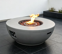 Table de foyer au gaz en béton moderne et portable, foyer au gaz naturel autoportant, finition résistante aux intempéries pour jardin extérieur