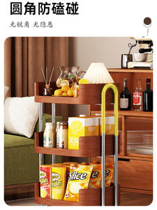 लिविंग रूम फल स्नैक भंडारण रैक दीवार ठोस लकड़ी कार्ट प्राचीन घरेलू फर्श पर खड़ी बहु-परत मोबाइल टोकरी - Product Image 4