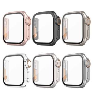 Cobertura completa parachoques PC duro impermeable CaseTempered vidrio pantalla Protector reloj cubierta para <span class=keywords><strong>Apple</strong></span> <span class=keywords><strong>Watch</strong></span> 8 7 6 <span class=keywords><strong>SE</strong></span> 44mm 45mm 42mm - Product Image 2