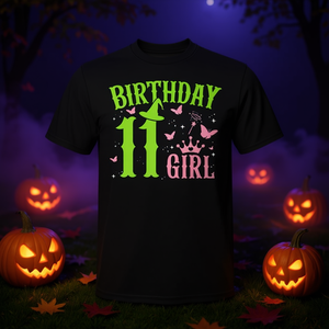 Camiseta verde rosa para fiesta de cumpleaños de niña de 11 años con diseño de bruja - Product Image 3