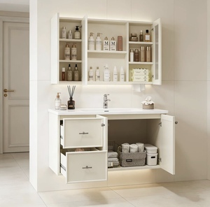 New French intelligent <b>mirror</b> cabinet combination bathroom ceramic integrated wall mounted bathroom cabinet - Product Image 6