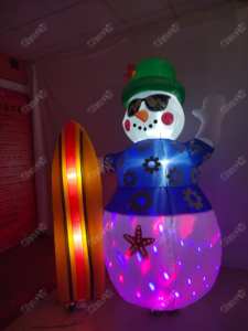 Рождественский надувной снеговик с доской для серфинга - Product Image 2