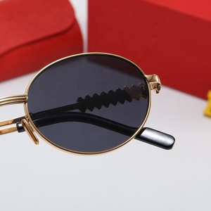 Lunettes de soleil de luxe 2026 pour hommes et femmes, petites lentilles ovales, marque de créateur originale, monture métallique de haute qualité - Product Image 6