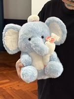 Peluche en flanelle mignonne en forme d'éléphant avec rembourrage en coton PP, poupée confortable pour dormir, cadeau d'anniversaire pour les bébés de 0 à 24 mois