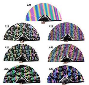 Ventilateur pliant de 27cm/33cm pour Kung Fu Ventilateur à film laser PVC Performance Photographie Cadeaux Accessoires d'artisanat Éventail de scène et de danse 7 couleurs - Product Image 4