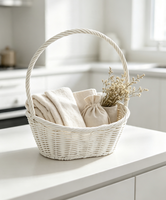 Panier en rotin PE fabriqué en usine, 25x16xH33cm, avec poignée, en forme de bateau, pour rangement et panier cadeau de fêtes, taille unique