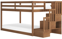 Lit superposé avec escalier, lit superposé bas pour enfants, lit superposé avec échelle, barrière de sécurité et lattes, aucun sommier tapissier requis