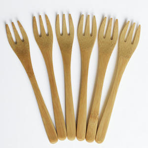 Juego de cubiertos de bambú carbonizado para frutas y postres, 2 piezas, solo lavar a mano, cuchillo y tenedor de color sólido - Product Image 2
