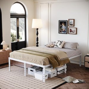 Tiếng ồn-miễn phí California Vua Kích thước kim loại nền tảng khung giường với lưu trữ tối đa dễ dàng lắp ráp không có hộp mùa xuân GỖ NỘI THẤT PHÒNG NGỦ - Product Image 5