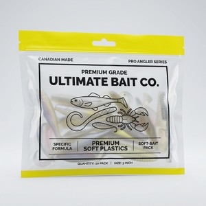 Sacs d'emballage personnalisés imprimés avec fermeture éclair pour leurres de pêche, transparents d'un côté et scellés sur trois côtés, en plastique Mylar - Product Image 1