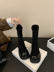 Black Women's <b>Boots</b> Hot Sale in Winter 2024 New Long <b>Boots</b> Pile <b>Boots</b> Ready Stock 35-39 - Product Image 6
