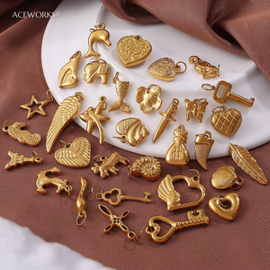 Abalorios de iconos de doble cara con elementos dorados eternos para niños, para fabricación de joyas DIY, de acero inoxidable chapado en oro PVD de 18K, temática marítima - Product Image 1