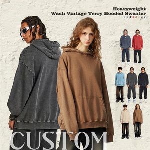 Sweat-shirt à capuche personnalisé, style ample, épais, chaud, coupe-vent, taille américaine, 420G, effet vintage, haute qualité, tendance - Product Image 3