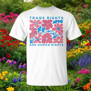 Los derechos trans son derechos humanos Camiseta floral del Orgullo LGBTQ para personas transgénero - Product Image 3