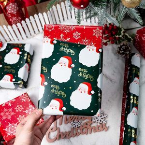 MAYPLUSS Christmas <b>Wrapping</b> <b>Paper</b> 17in X 33ft Green Santa Claus Gold Merry Christmas Art <b>Paper</b> Gift Wrap - Product Image 6