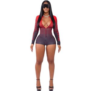 Mono corto ajustado para mujer 2026 con estampado de lunares y cremallera, ideal para fiestas, de tela elástica con memoria. - Product Image 3