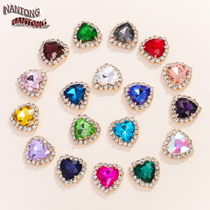 Clous en strass en forme de cœur NANTONG, embellissements en cristal de verre pour vêtements DIY, robes de mariée, accessoires de loisirs créatifs - Product Image 1