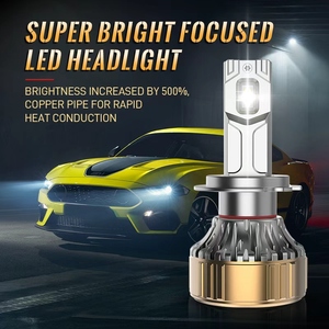 พัดลมเทอร์โบชาร์จเจอร์แบบลูกปืนคู่ หลอดไฟหน้า LED H7 6000K 50W 12V 6000LM เทคโนโลยีระบายความร้อนแบบครีบ - Product Image 1