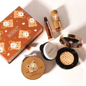 Lovely Cosmetics-set Bear Embroidery Popularity Makeup Set Gift Box Lipstick And Air Cushion Makeup Set