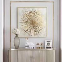 Peintures décoratives de luxe minimalistes modernes de 100X100CM-Tenture murale abstraite de hall d'entrée simple et dorée pour l'entrée