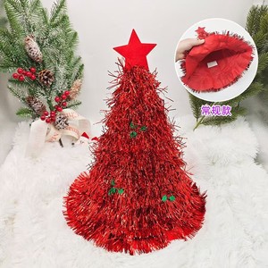 Chapeau de Père Noël vintage écologique vert avec des copeaux d'oignons et des bandes de fourrure Shalta pour décorations de fête - Product Image 6