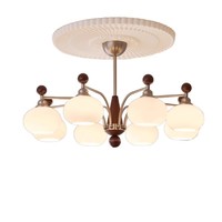 Lustre suspendu rétro du milieu du siècle, en bois massif et globe de verre, pour salon, chambre à coucher, restaurant