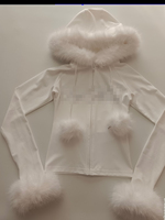 Combinaison moulante blanche pour femme avec col en fausse fourrure et capuche, manches longues, fermeture éclair, tenue décontractée pour soirée et club, coupe ajustée, vente en gros