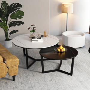 โต๊ะกาแฟหินอ่อนสีดำขนาดเล็กหรูหราดีไซน์คลาสสิกเฟอร์นิเจอร์ห้องนั่งเล่นอเนกประสงค์ - Product Image 4