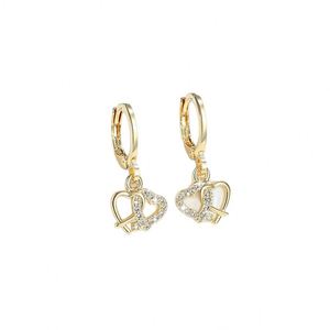 Boucles d'oreilles pendantes en zircon cristal de luxe pour femmes, couleur or, cercle creux géométrique, bijoux de mariage - Product Image 4