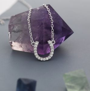 18K Gold Plated 316L Stainless Steel CZ Horseshoe Necklace Adjustable 16'' - 18'' - Cute <strong>Quirky</strong> and Fun <strong>Jewellery</strong> Horse Necklace - Product Image 5