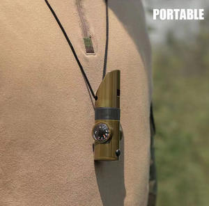 7 In 1 multifunzione per escursioni In campeggio di emergenza fischietto di sopravvivenza con termometro torcia a Led bianco - Product Image 6