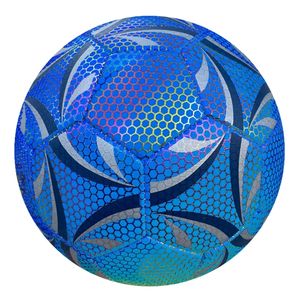 사용자 정의 로고 빛나는 홀로그램 축구 공 조명 bule 축구 빛나는 공장 OEM 제조 중국 - Product Image 1