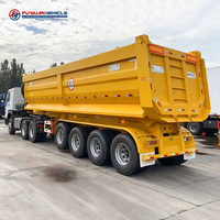 Fabricant vend semi-remorque benne basculante arrière automatique en acier, 60 tonnes, 3 ou 4 essieux, pour gravier, 25, 30, 40, 45, 50 mètres cubes