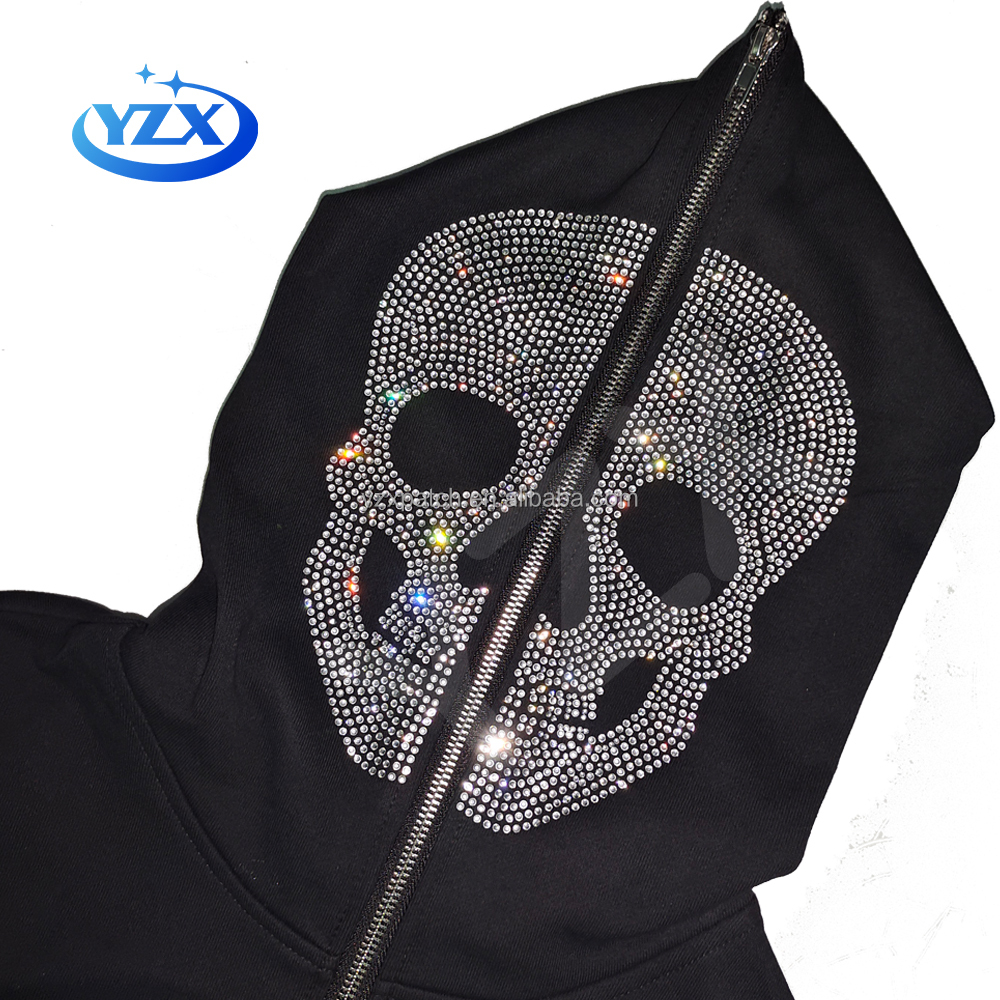 minus two Rhinestone Skeleton 確実正規品 Custom Sparkle Shiny Crystal Diamond Unisex Hoodie