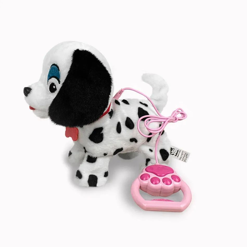 वॉकिंग स्पॉटेड कुत्ते के खिलौने इलेक्ट्रॉनिक पालतू जानवर भरवां खिलौने पिल्ला इंटरैक्टिव कुत्ते का जानवर रिमोट कंट्रोल पट्टा आलीशान खिलौना कहानी के साथ