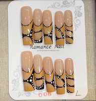 Ongles press-on longs carrés style français, couvrance totale, rose et blanc, motifs 3D en acrylique, doux, réutilisables, avec colle, faux ongles artificiels