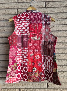 Women's Required Best Handmade Customize Cotton Quilted Kantha Jacket Indian Block Print Boho Vest for Women Winter Coat - Product Image 4