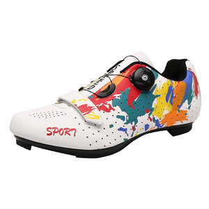 Chaussures de VTT professionnelles, coupe ajustée, dessus en cuir verni floral, rembourrage amovible, semelle rigide pour cyclisme sur route sans système de blocage - Product Image 6