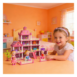 Juego de Casa de Muñecas para Dormitorio con Cama, Lámpara, Armario y Muebles de Plástico, Juguete de Simulación para Niños y Niñas - Product Image 3