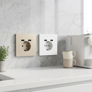 Prise murale Schuko EU en panneau doré mat, 16A/10A, type F, avec chargeur USB-A USB-C, IP22, pour la Russie, l'Égypte, le <span class=keywords><strong>Maroc</strong></span> – Approvisionnement direct usine - Product Image 3