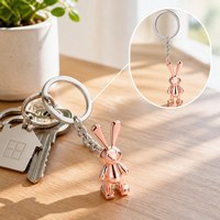 Chaîne courte à anneau fendu en métal poli miroir, motif lapin mignon, haute qualité, couleurs personnalisées, vente en gros pour porte-clés, directement de l'usine