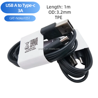 Carga rápida USB 2,0 macho tipo C macho Cable DE DATOS trenzado Compatible con teléfono móvil Nokia