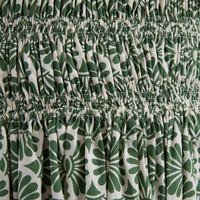 Robe longue d'été élégante à imprimé floral 100 % coton, avec volants, ceinture et buste froncé élastique, coupe trapèze, idéale pour la plage