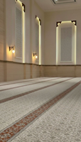 Tapis de prière personnalisé pour mosquée, tapis islamique en polyester, nylon et laine avec support en grille PP pour salle de prière musulmane