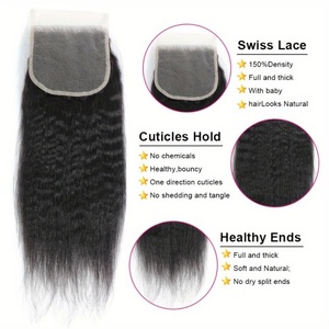Bon <span class=keywords><strong>prix</strong></span> Kinky Straight Paquet de cheveux 100% cheveux humains 4 faisceaux et un frontal un ensemble pour faire une tête pour les femmes noires - Product Image 5