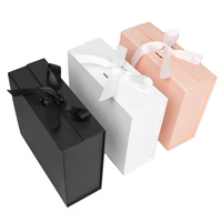Boîtes cadeaux en papier rose et noir de qualité supérieure, avec logo personnalisé, ruban, pliables, forme rectangulaire, emballage magnétique