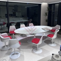 Table de luxe Tulipe Italie Tables en marbre de Carrare avec chaises Vente à chaud Table à manger pour cuisine Salle à manger