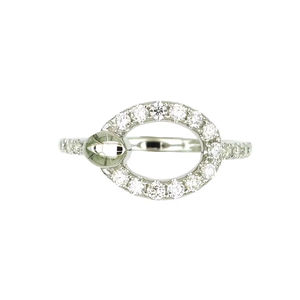 Bague en or blanc 18 carats avec cercle ouvert serti de diamants et accent serti clos, bijoux minimalistes de luxe pour femmes - Product Image 1