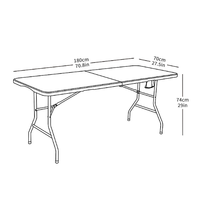 Table pliante d'extérieur portable en HDPE de 1,8 m au design minimaliste moderne, personnalisation du logo, idéale pour les petits repas et les conférences